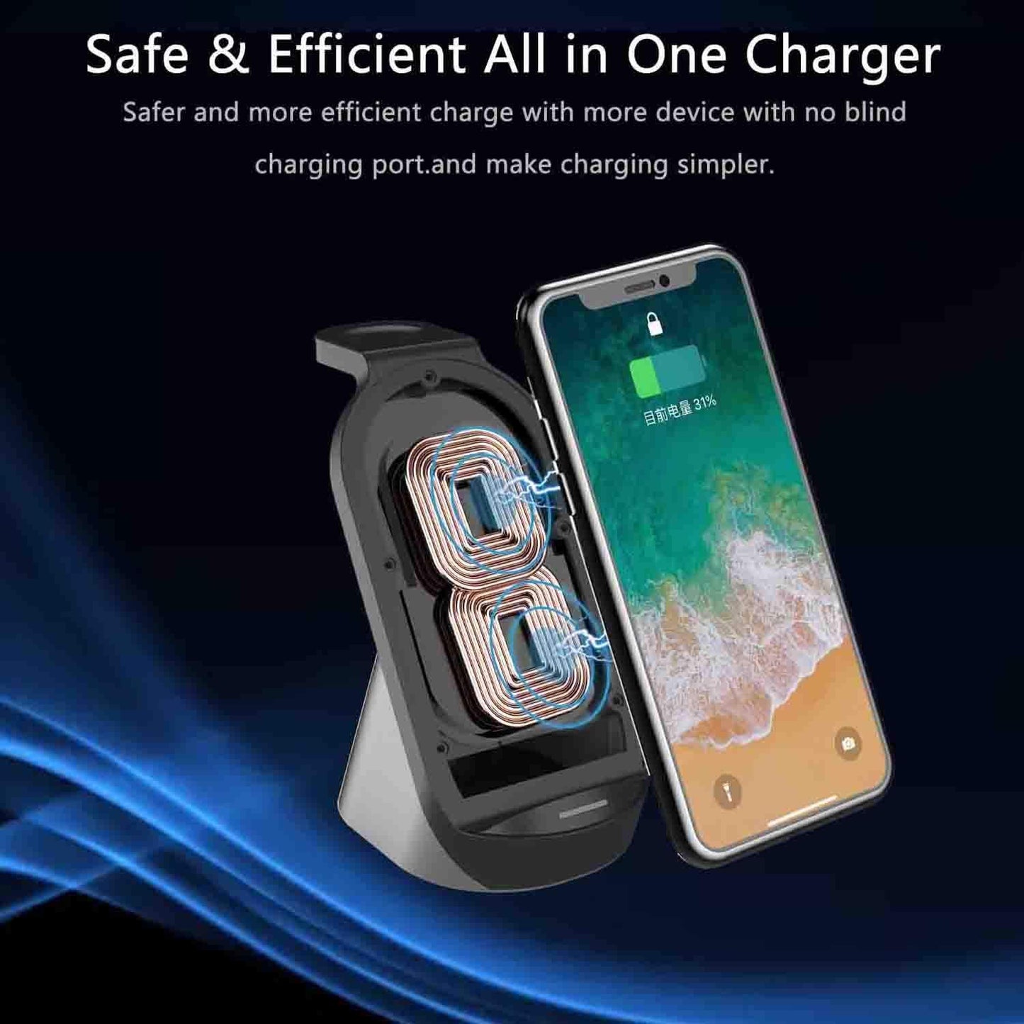 Wireless Charger 3 in 1 Fast Qi Wireless Charging Station Stand Gift for Girl Boy Adult Men Women for Apple Watch 6 SE 5 4 3 2, Airpods Pro, Iphone 15/15 Plus/15 Pro Max/14/13/13 Pro/13 Mini/12/11/X