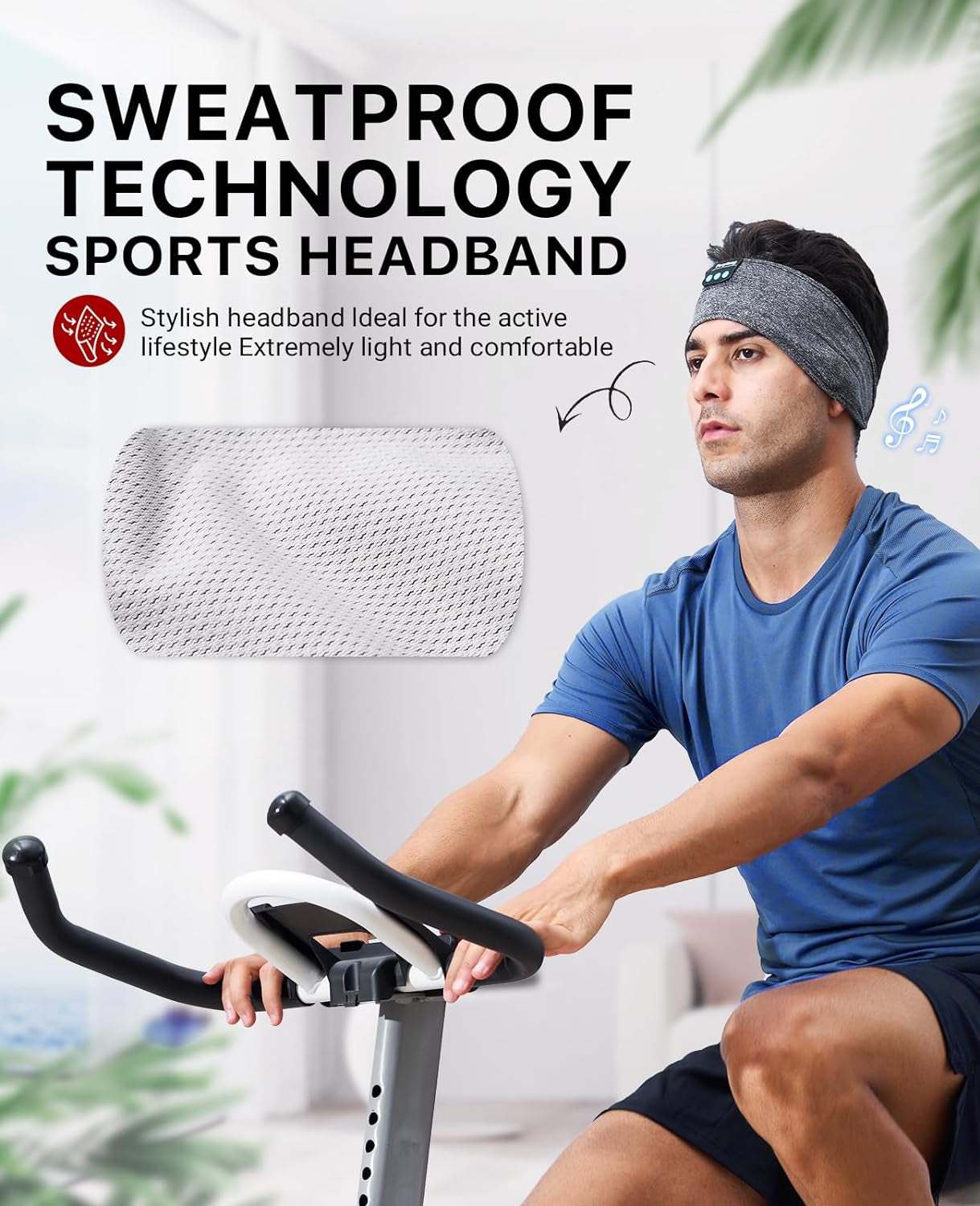 Sleep Headphones Wireless, Bluetooth Sports Headband Headphones with Ultra-Thin HD Stereo Speakers Perfect for Sleeping,Workout,Jogging,Yoga,Insomnia, Air Travel, Meditation (Grey)